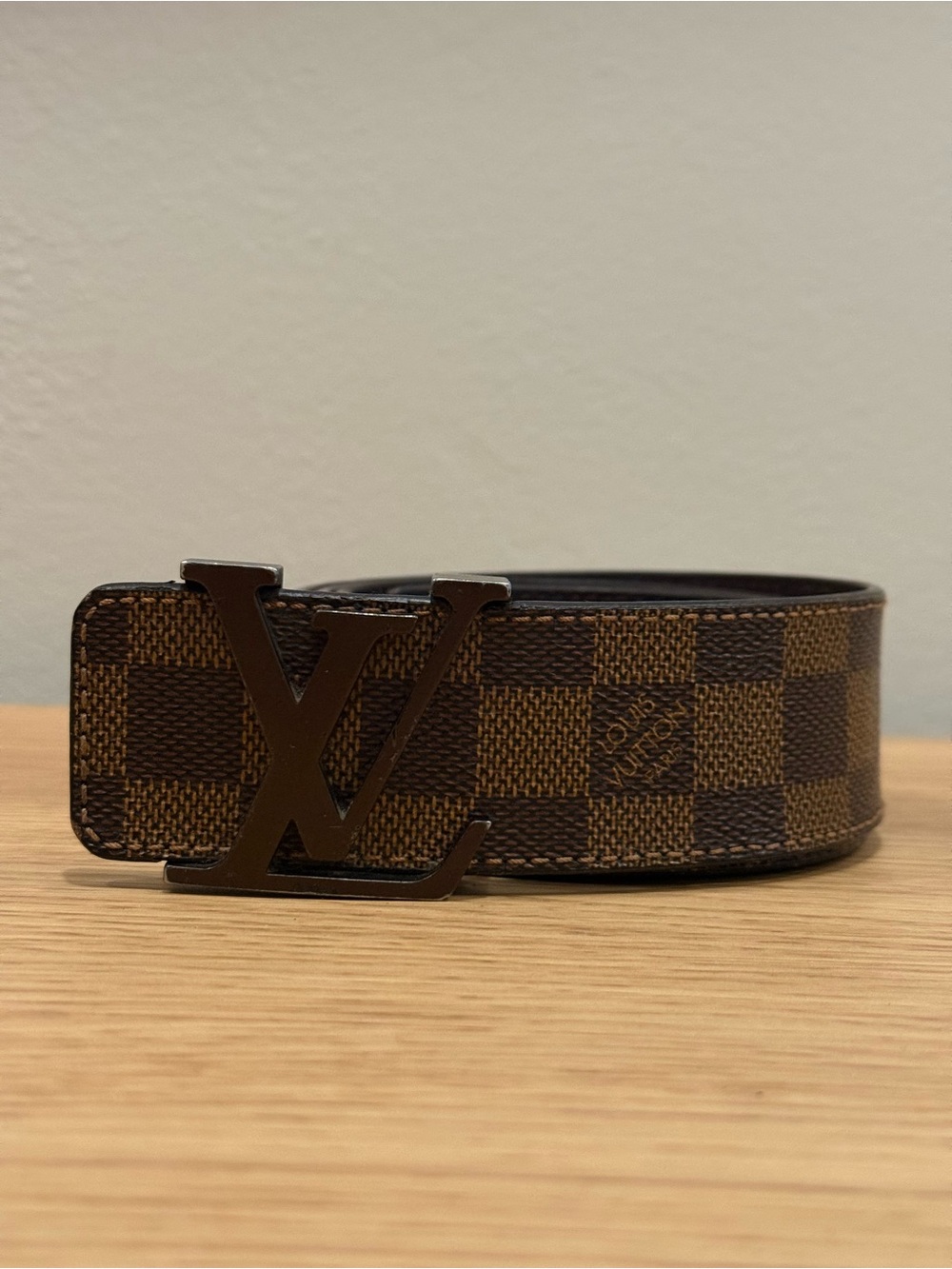 Louis Vuitton Brown Damier Ebene LV Initiales Belt